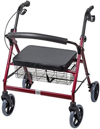 Burgundy Heavy Duty Steel Bariatric Rollator — photo 3