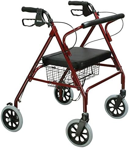 Red bariatric foldable steel walker