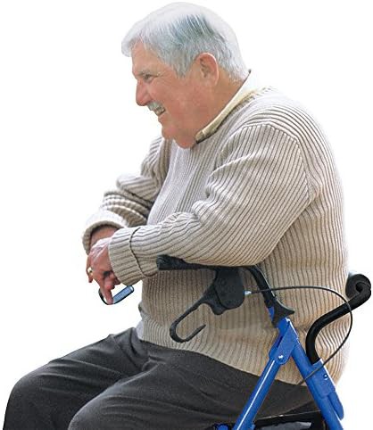 Portable blue rollator with padded backrest — photo 3