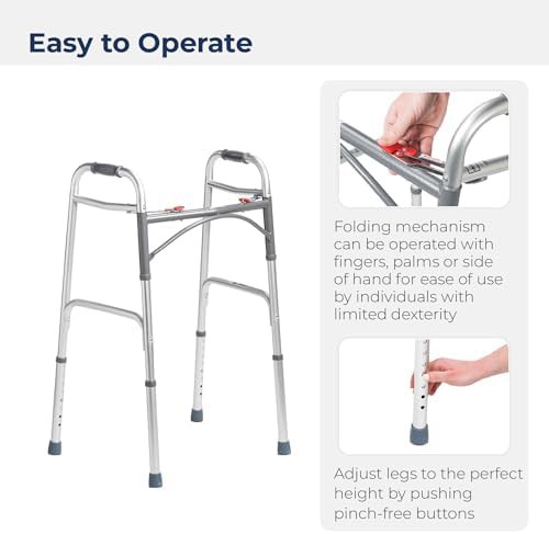 Silver two button foldable walker — photo 3