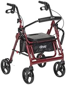 Burgundy duet transport chair and rollator