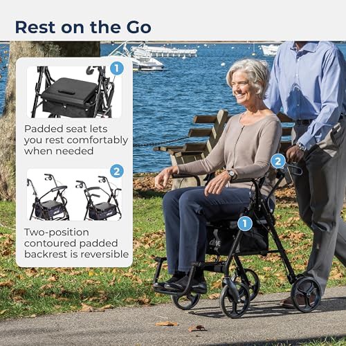 Black duet transport chair and rollator — photo 5