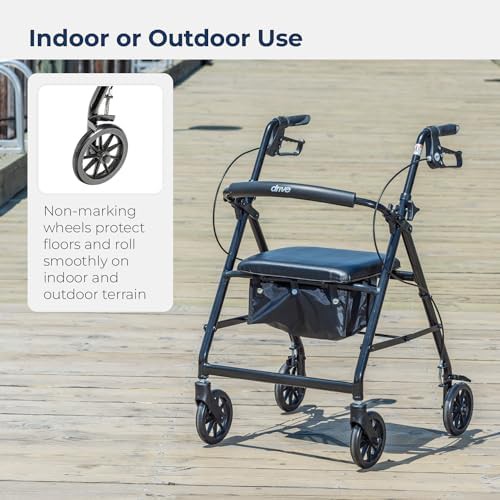 Black aluminum rollator with six inch wheels — photo 4