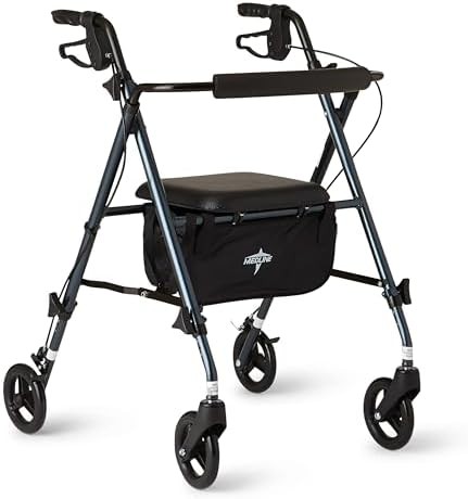 Smoky blue superlight folding aluminum rollator