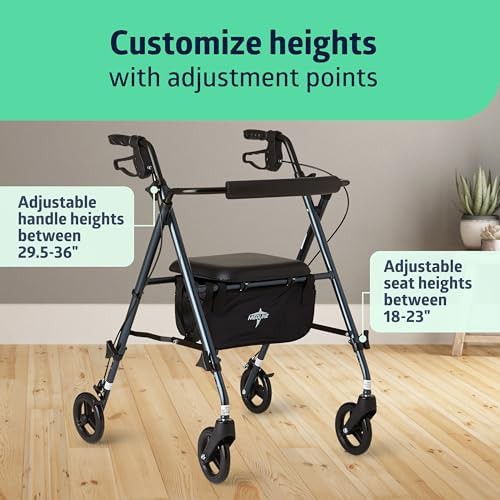 Smoky blue superlight folding aluminum rollator — photo 3