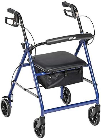 Blue Aluminum Walker with 6 inch Wheels
