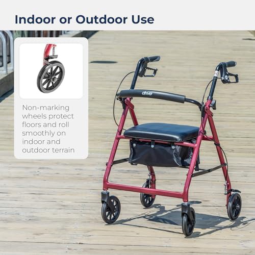 Red aluminum rollator with 6 in wheels — photo 4