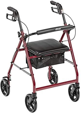 Red Aluminum Walker with Removable Back