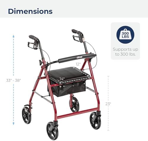 Red Aluminum Walker with Removable Back — photo 3