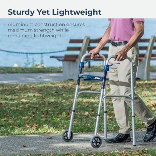 Trigger release folding walker with grips — photo 5