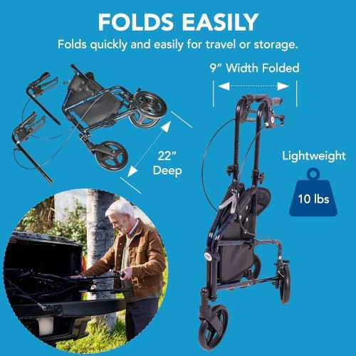 Blue three wheel rolling walker — photo 4
