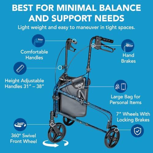 Blue three wheel rolling walker — photo 5