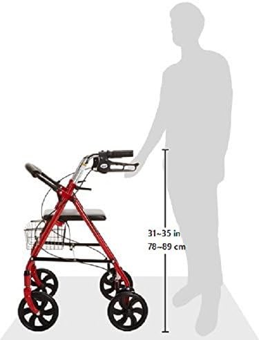 Red steel rollator with seat — photo 3