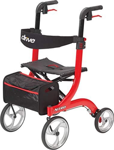 Red euro style rollator with large wheels