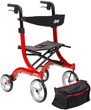 Red euro style rollator with large wheels — photo 3