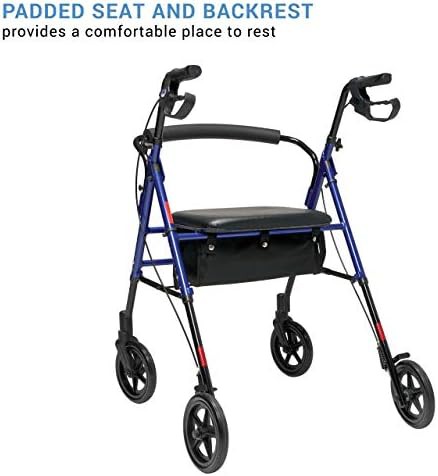 Wide seat blue rolling walker for tall users — photo 3