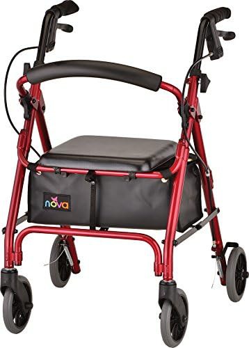 Petite narrow folding walker in red