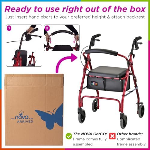 Petite narrow folding walker in red — photo 3