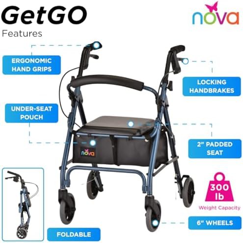 Ultra narrow petite blue rolling walker — photo 4