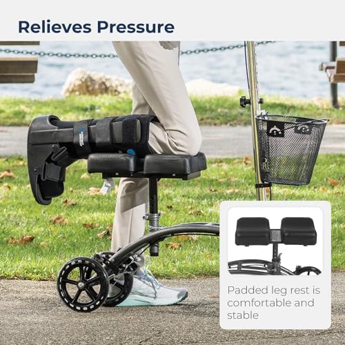 Steerable knee walker with front storage basket — photo 3