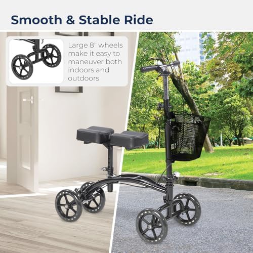Steerable knee walker with front storage basket — photo 5