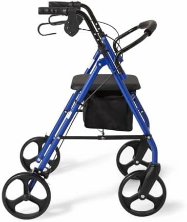 Blue steel rollator with eight inch wheels — photo 3
