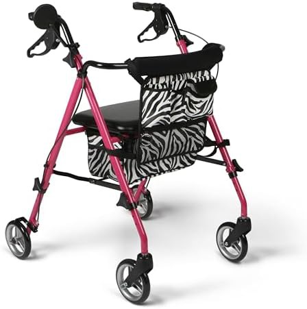 Pink zebra print aluminum lightweight walker