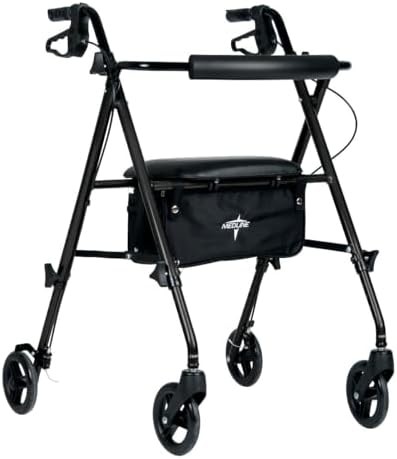 Black superlight aluminum rollator with six inch wheels