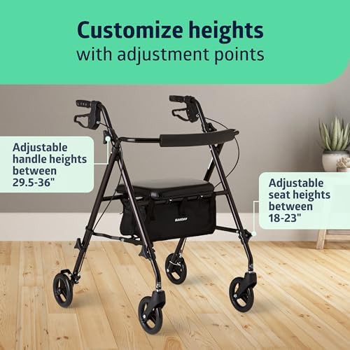 Black superlight aluminum rollator with six inch wheels — photo 3