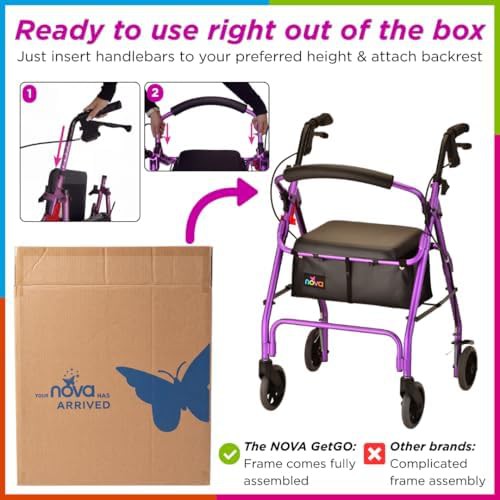 Classic folding rolling walker in purple — photo 3