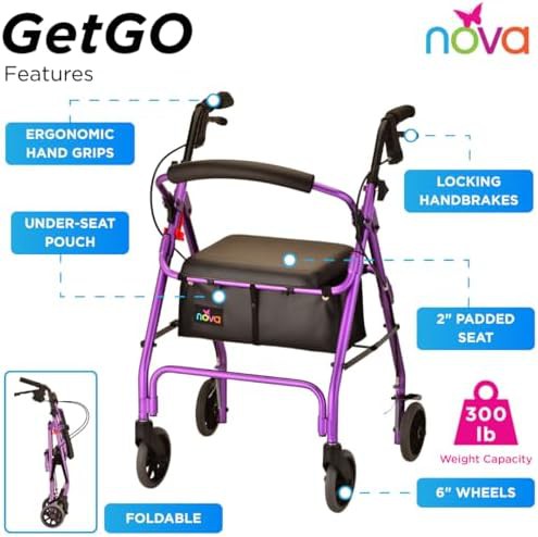 Classic folding rolling walker in purple — photo 4