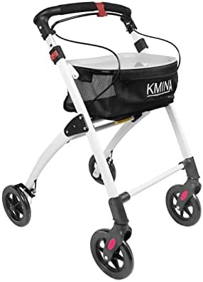 Slim blue folding walker for home use