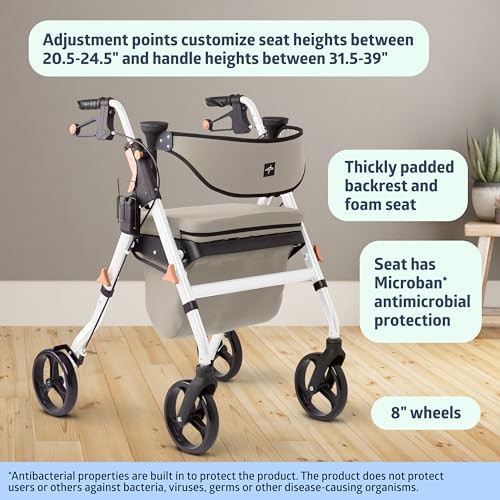 Gray and white empower rollator with memory foam — photo 3