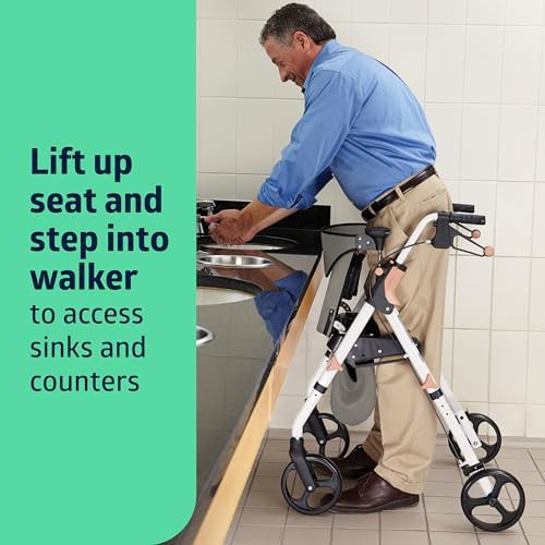 Gray and white empower rollator with memory foam — photo 5
