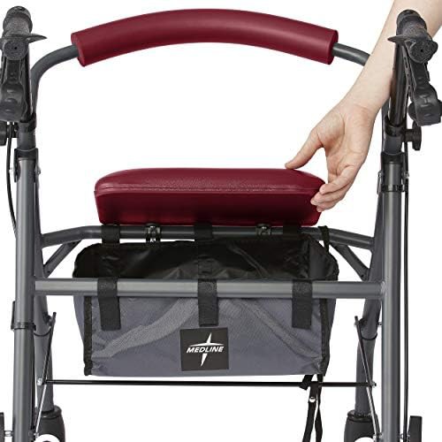 Red steel walker with six inch wheels — photo 3