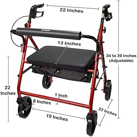 Red rollator walker with wheels — photo 3