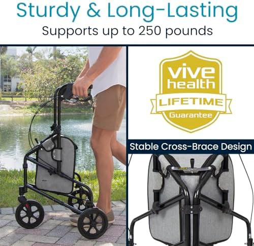 Compact three wheel narrow walker for seniors — photo 4