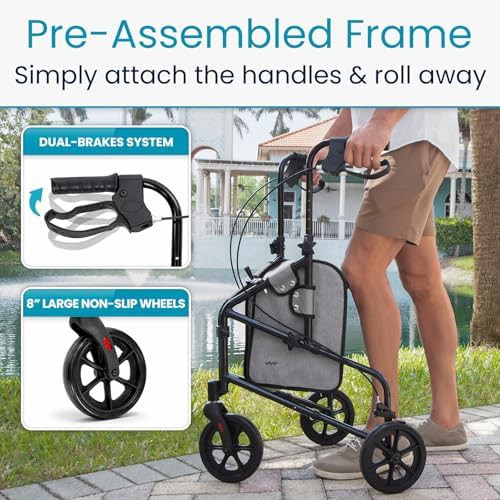 Compact three wheel narrow walker for seniors — photo 5
