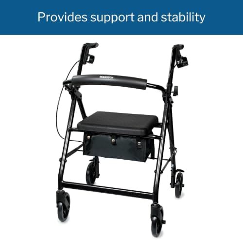Black aluminum rollator with padded seat — photo 3