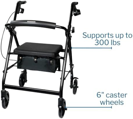 Black aluminum rollator with padded seat — photo 4