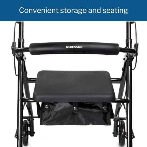Black aluminum rollator with padded seat — photo 5