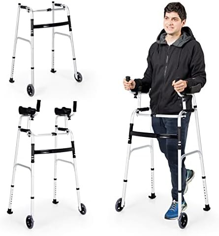 Foldable standard walker with padded armrests