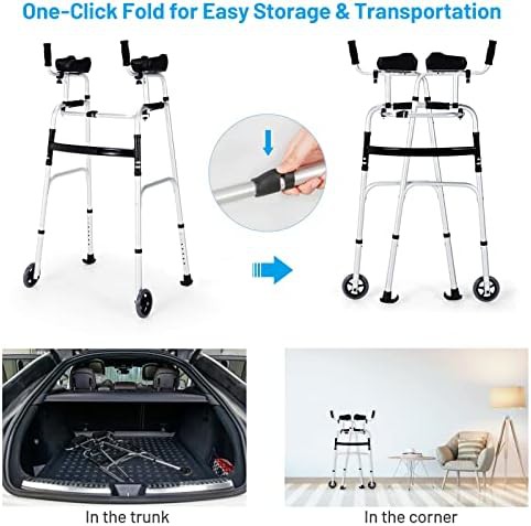 Foldable standard walker with padded armrests — photo 3