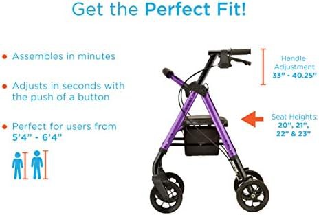 Red heavy duty bariatric rollator walker — photo 4