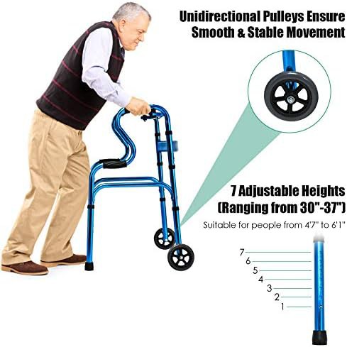 Stand assist folding walker with five inch wheels — photo 3