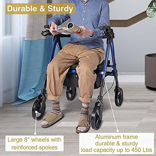 Bariatric upright rollator with padded seat — photo 4
