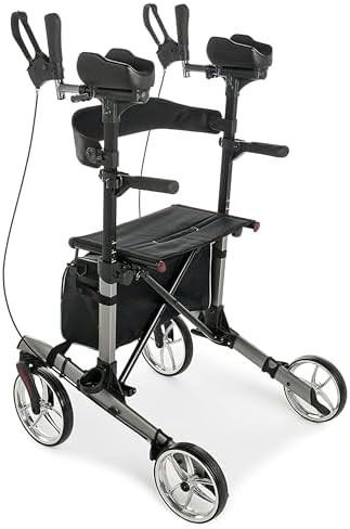 Upright forearm walker with nine inch wheels