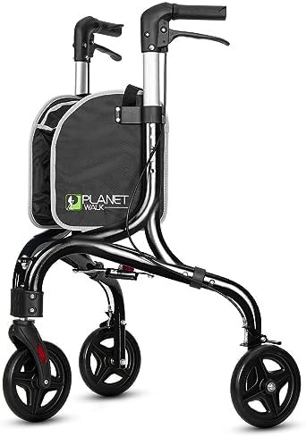 Black aluminum rollator with adjustable handles
