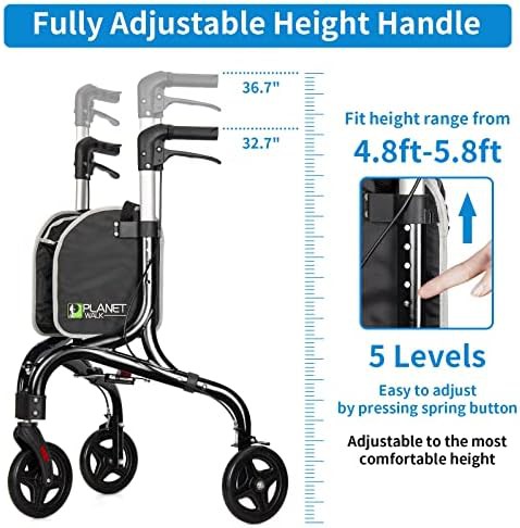 Black aluminum rollator with adjustable handles — photo 3