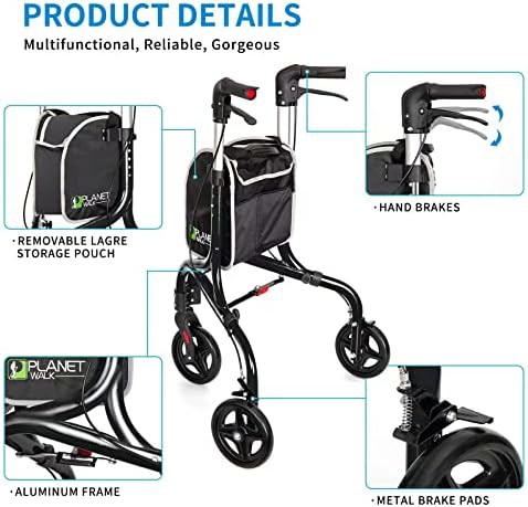 Black aluminum rollator with adjustable handles — photo 4